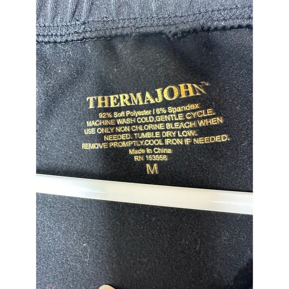 Thermajohn Men's Medium Black Crew Thermal Set Ultrasoft Fleece Top Pants Base - Picture 9 of 15
